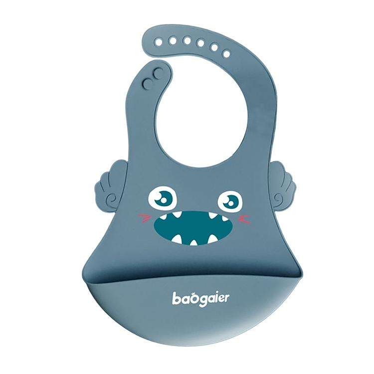 Waterproof Baby Silicone Bibs Kids Feeding Bandana (Gray Blue)