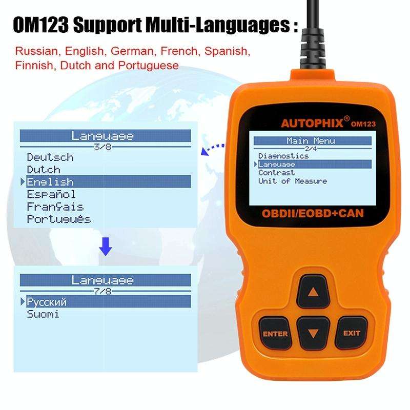 AUTOPHIX OM123 Car Portable OBD2 Scanner Car Diagnostic Tool OBD 2 Automotive Scanner EOBD Code R...