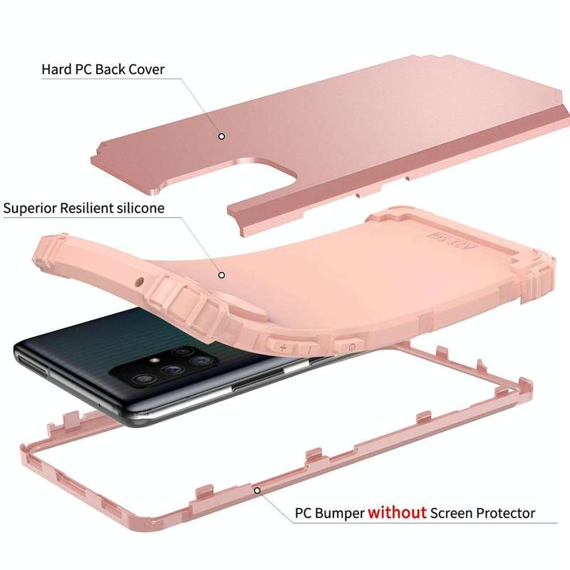 For Samsung Galaxy A71 5G 3 in 1 Shockproof PC + Silicone Protective Case(Rose Gold)