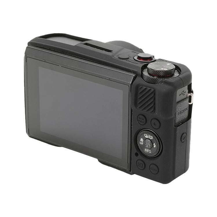 For Canon PowerShot G7 X Mark II / G7X2 Soft Silicone Protective Case with Lens Cover(Black)