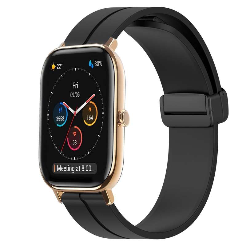 For Amazfit GTS 20mm Solid Color Magnetic Clasp Silicone Watch Band(Black)