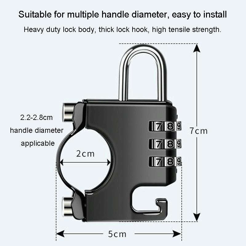 Motorcycle Helmet Anti-Theft Lock Fixed Helmet Combination Padlock, Color: Black