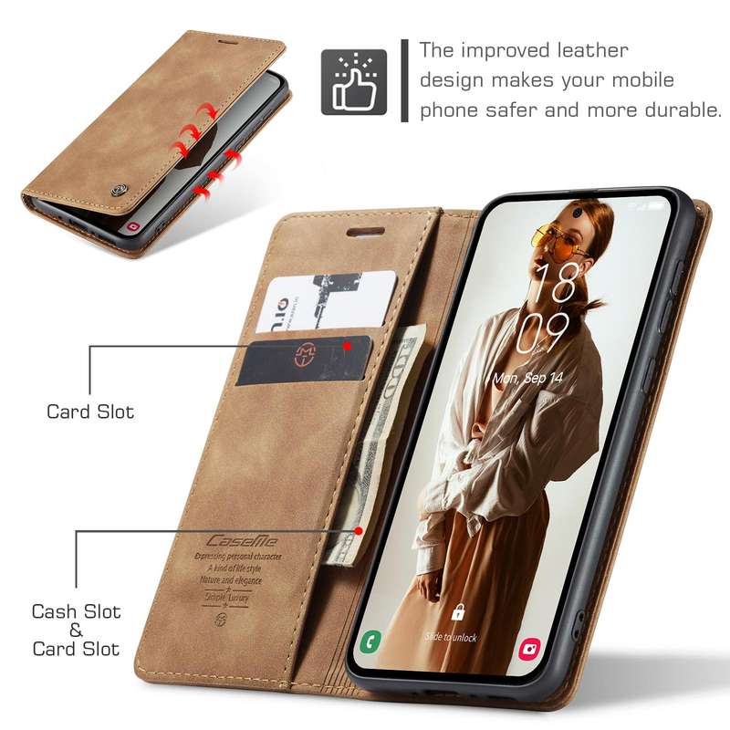 For Samsung Galaxy A35 5G CaseMe 013 Multifunctional Horizontal Flip Leather Phone Case(Brown)