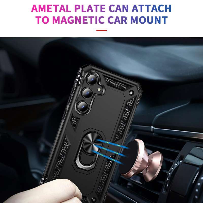 For Samsung Galaxy A35 5G Shockproof TPU + PC Phone Case with Holder(Black)