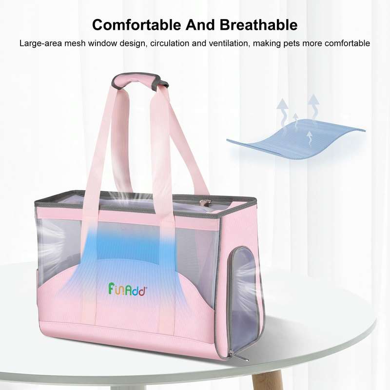 FUNADD Portable Breathable Pet Bag Outdoor Shoulder Tote Bag (Pink)