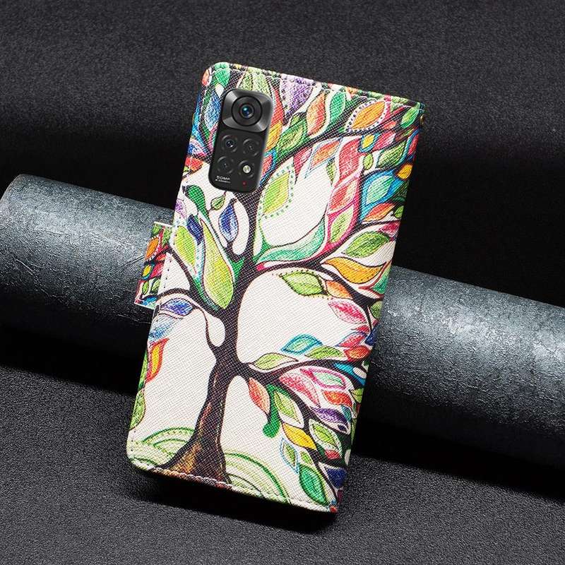 For Xiaomi Redmi Note 11 Colored Drawing Pattern Zipper Leather Phone Case(Big Tree)