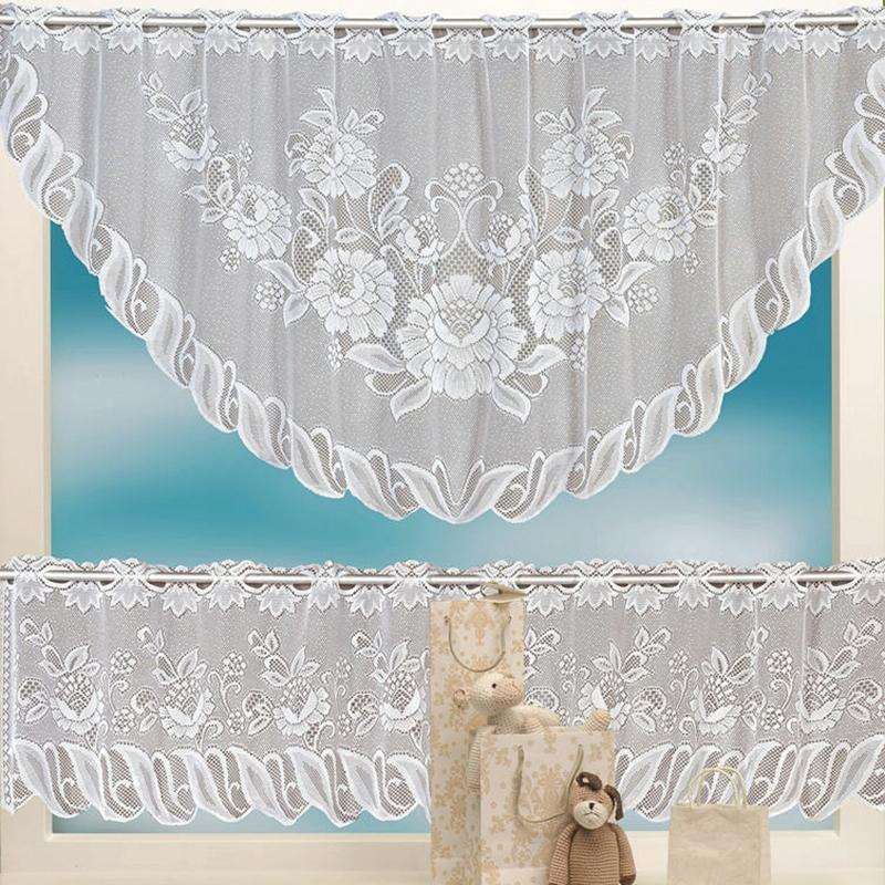 White Translucent Coffee Curtain Tulle Lace Sheer Warp Knitted Jacquard Curtains Bedroom Curtains...
