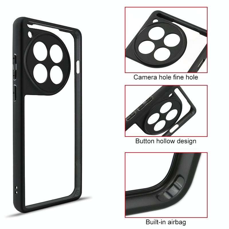 For OnePlus 12 Frosted TPU + Transparent PC Phone Case(Black)
