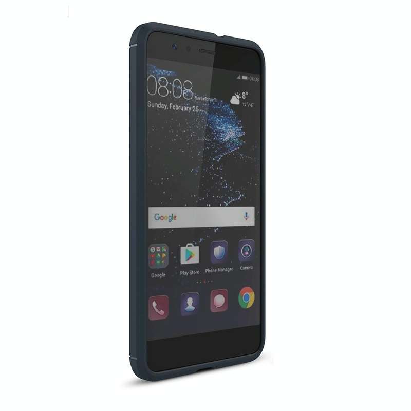 For Huawei P10 Lite Brushed Carbon Fiber Texture Shockproof TPU Protective Cover Case (Dark Blue)