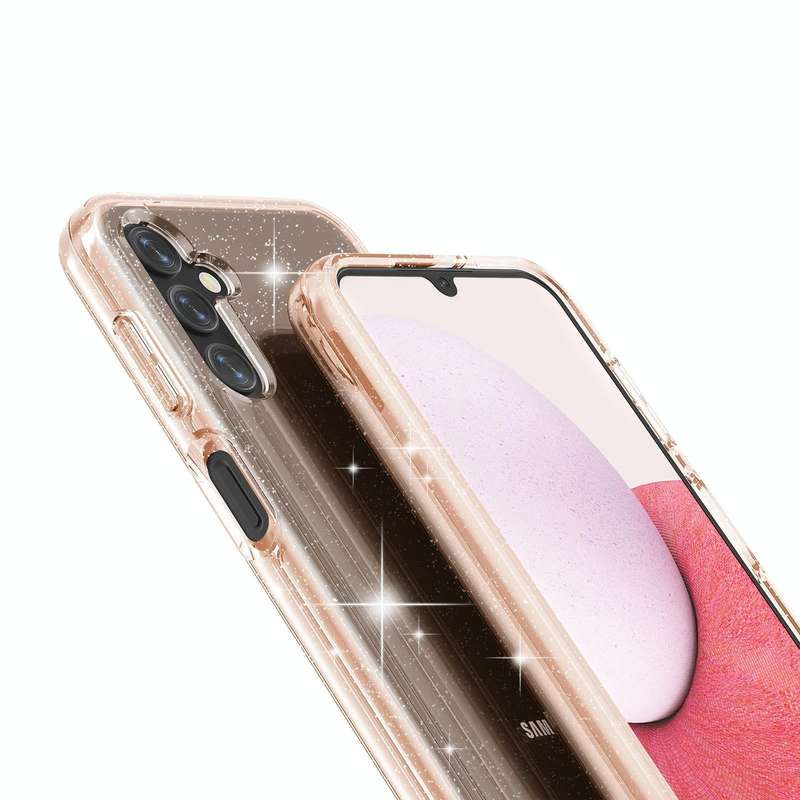 For Samsung Galaxy A14 5G / 4G Shockproof Terminator Style Glitter Powder Phone Case(Shiny Gold)