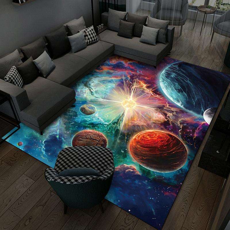 3D Visual Cartoon Cosmic Planet Living Room Carpet, Size: 60x90cm(Cosmic Planet 2)