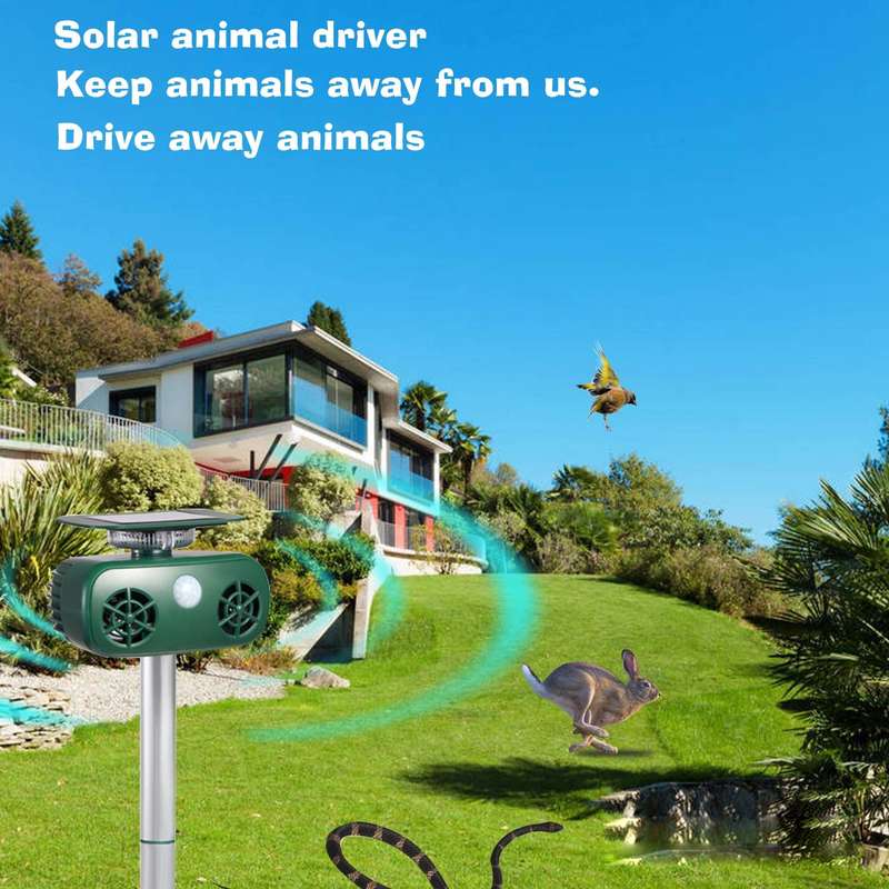 SK628 Solar Powered Animal Repeller 360 Degree Strobe Light Bird Repeller Ultrasonic Rat Repeller...