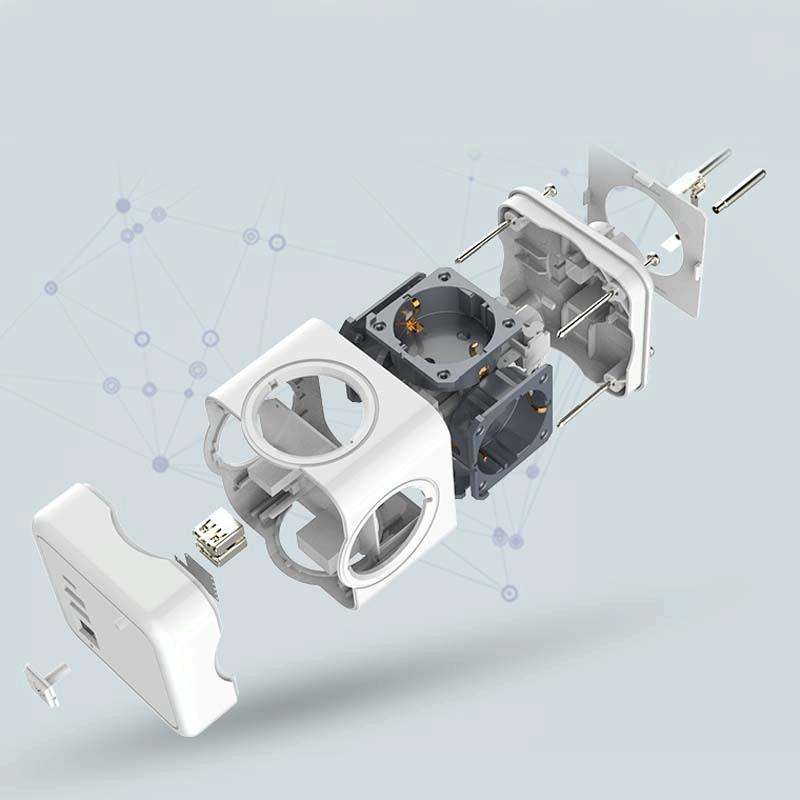 Creative Power Cube Socket Conversion Socket, EU Plug 1.5m Gray+U