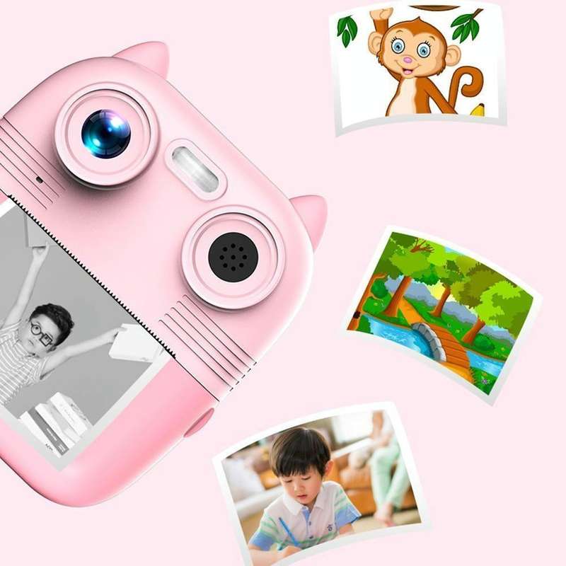 1080P Instant Print Camera 2.8-inch IPS Screen Front and Rear Dual Lens Kids Camera, Spec: Yellow