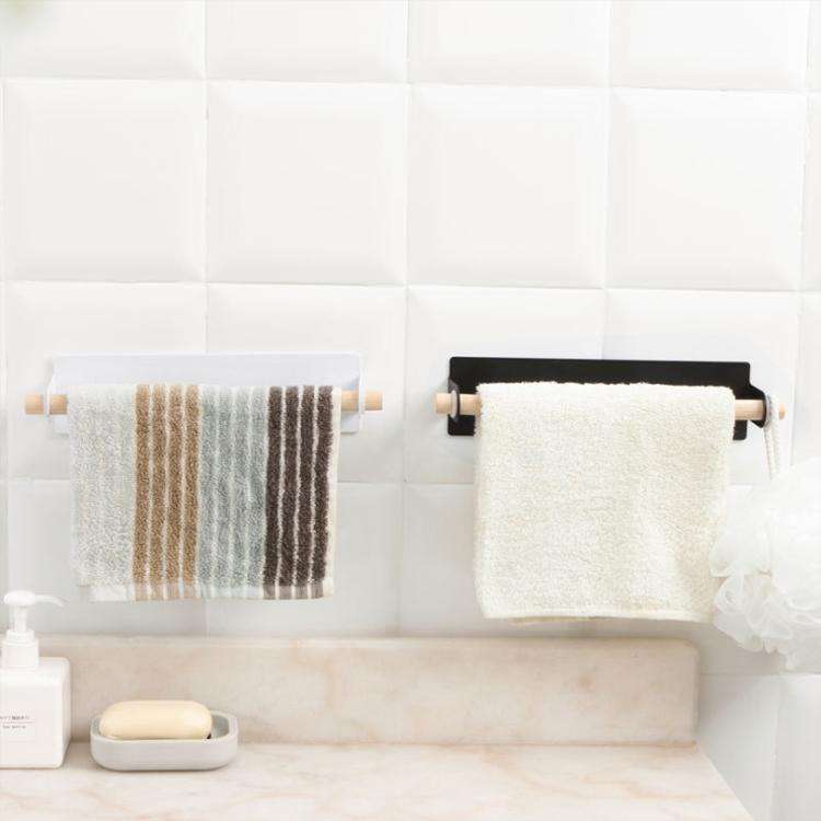 Non-perforated Kitchen Paper Holder Rag Roll Paper Storage Rack Toilet Bathroom Towel Rack(Black)