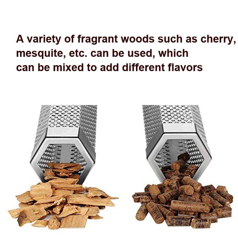 12 Inch Stainless Steel 304 Smoked Tube BBQ Box Outdoor Cold Smoke Box,Style: Tube + Brush + Hook