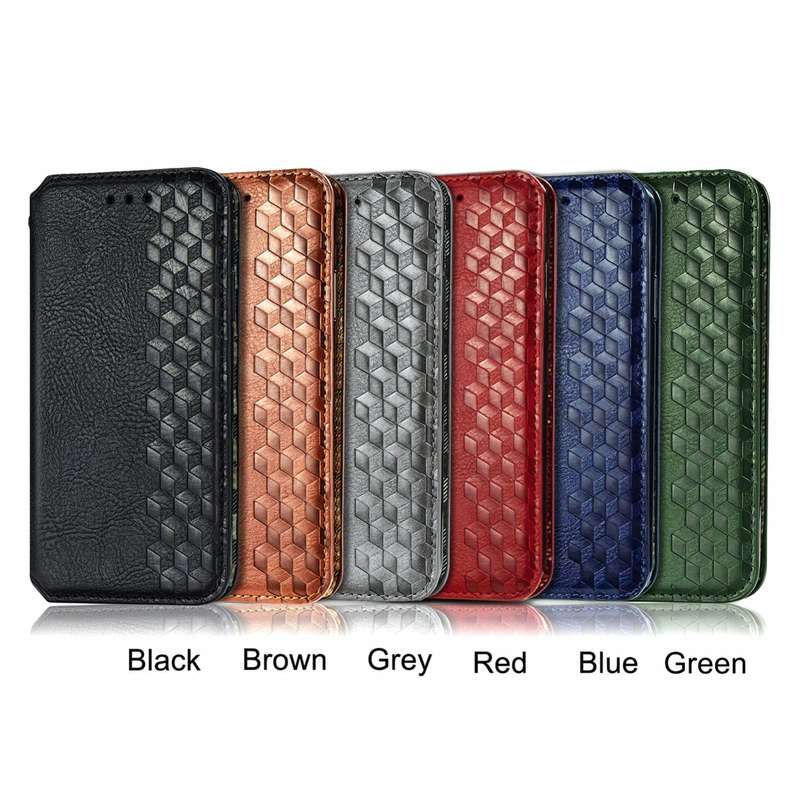 For Infinix Note 10 Pro Cubic Grid Pressed Horizontal Flip Magnetic PU Leather Case with Holder &...