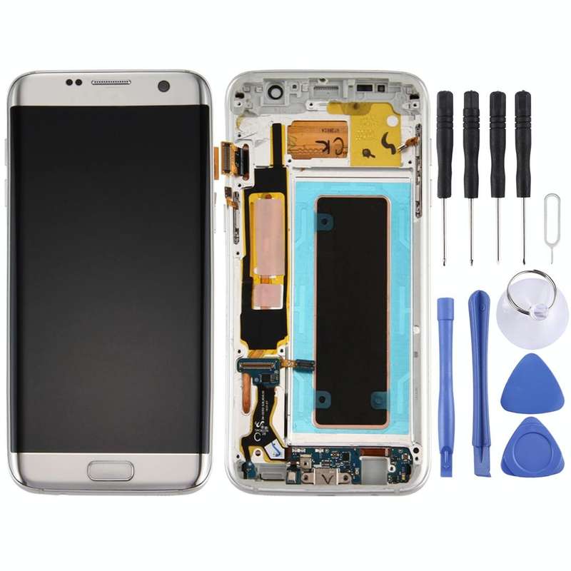 Original LCD Screen and Digitizer Full Assembly with Frame & Charging Port Board & Volume Button ...
