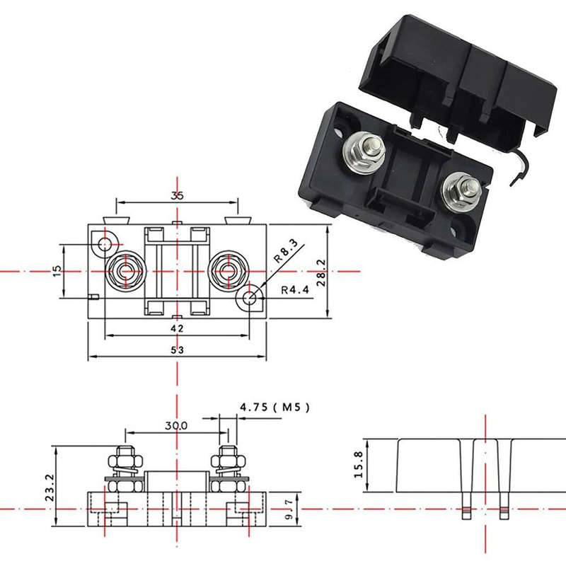 4 in 1 ANS-H Car Fuse Holder Fuse Box, Current:80A