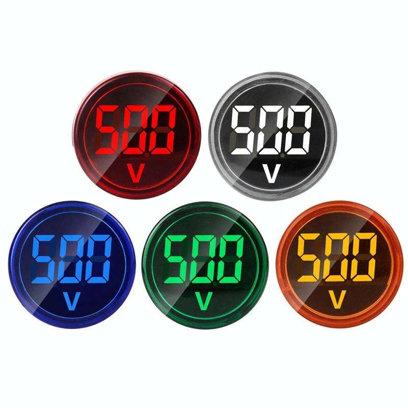 2 PCS DC Voltage Signal Indicator 22mm Round 6-100V Universal Voltmeter(ST16VD-04 Green)