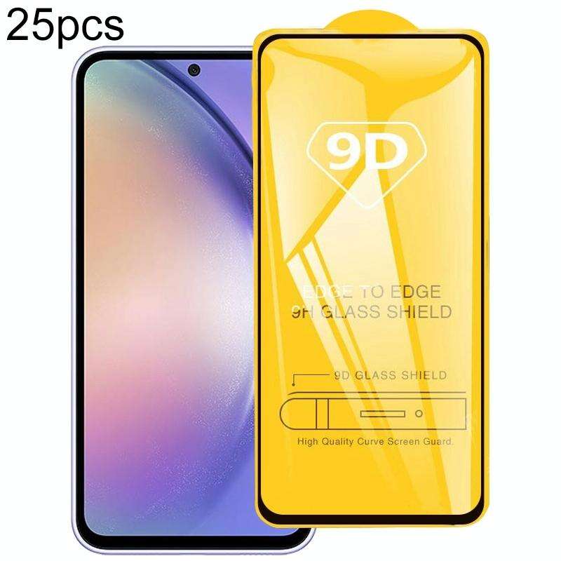 For Samsung Galaxy A55 25pcs 9D Full Glue Screen Tempered Glass Film