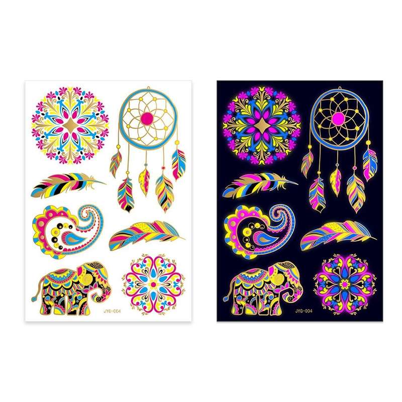 2 PCS Fluorescent Bronzing Waterproof Tattoo Stickers(JYG-004)