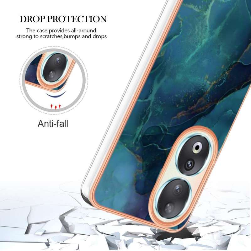 For Honor 90 5G Electroplating Marble Dual-side IMD Phone Case(Green 017)