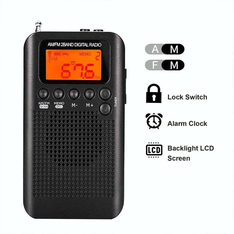 HRD-104 Mini Portable FM + AM Two Band Radio with Loudspeaker(Black)