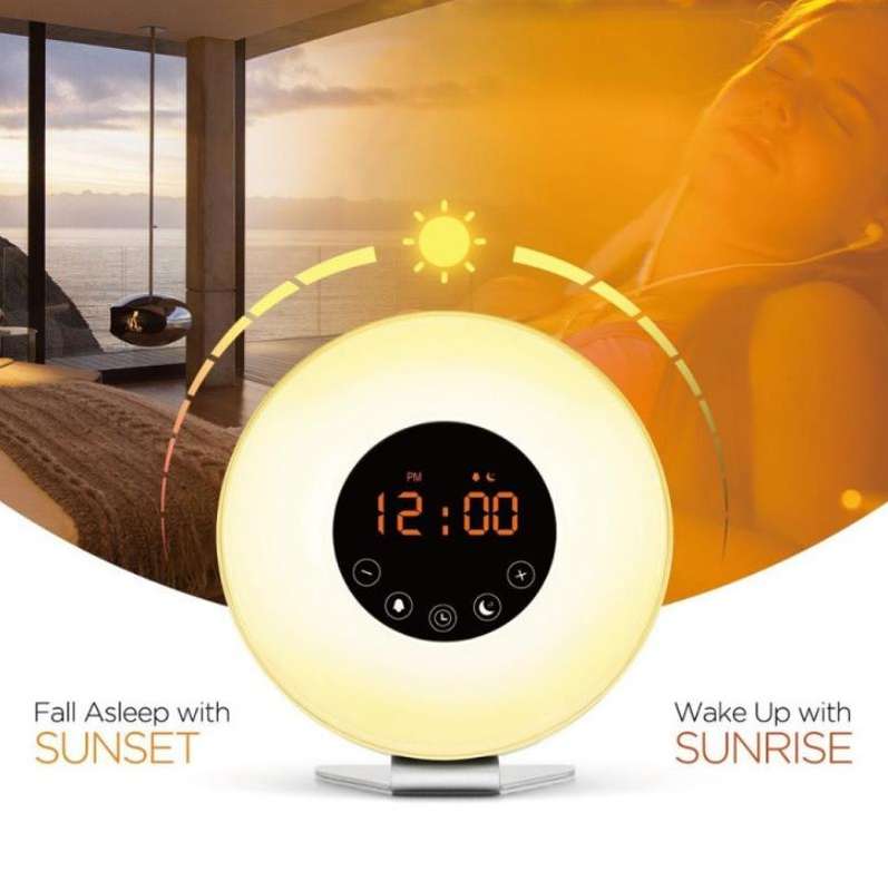 Simulated Sunrise And Sunset Sleep Light Alarm Clock with FM Radio(EU Plug)