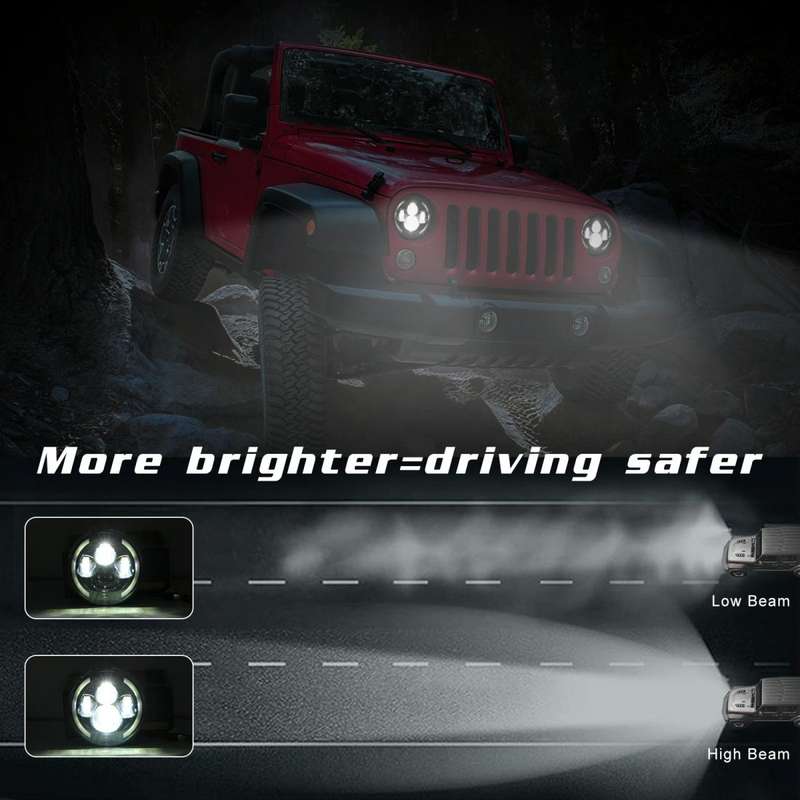7 inch H4 / H13 DC 9V-30V 3000LM 3000K-6000K 25W Car Round Shape LED Headlight Lamps for Jeep Wra...