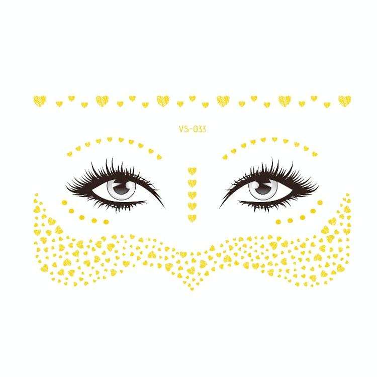 20 PCS Waterproof Bronzing Face Tattoo Stickers Party Masquerade Face Stickers(VS-033)