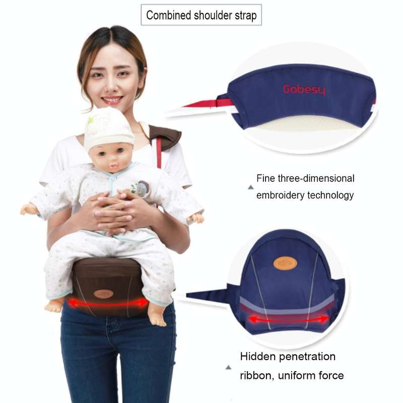 Ergonomic Baby Carrier with Hip Seat for Baby with Reflective Strip for 0-3 Years Old(Coffee)