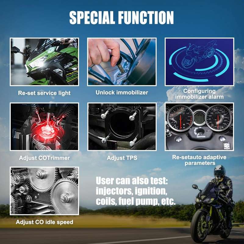 JDiag M100 PRO Intelligent Motorcycle Electronic Fuel Injection System Diagnostic Instrument(Black)