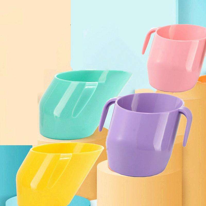 Baby Drinking Mouthwash Learning Cup Oblique Mouth Child Drinking Training Cup(Mint Green)