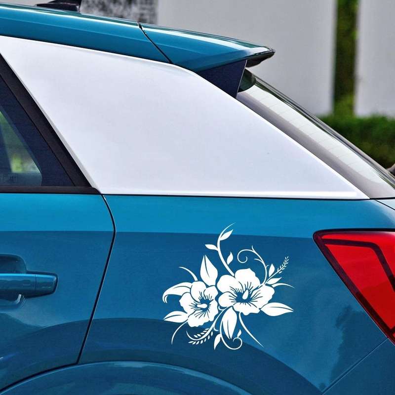 D-798 Flowers Bloom Pattern Car Modified Decorative Sticker(White)