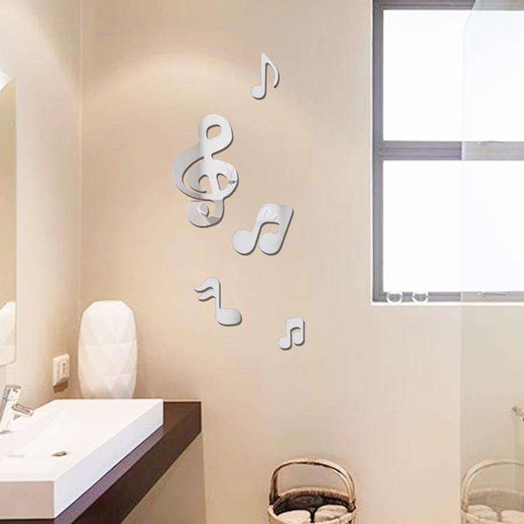 3D Musical Notes Acrylic Mirrors Wall Sticker Home Decor Living Room Wall Decoration Art DIY Wall...