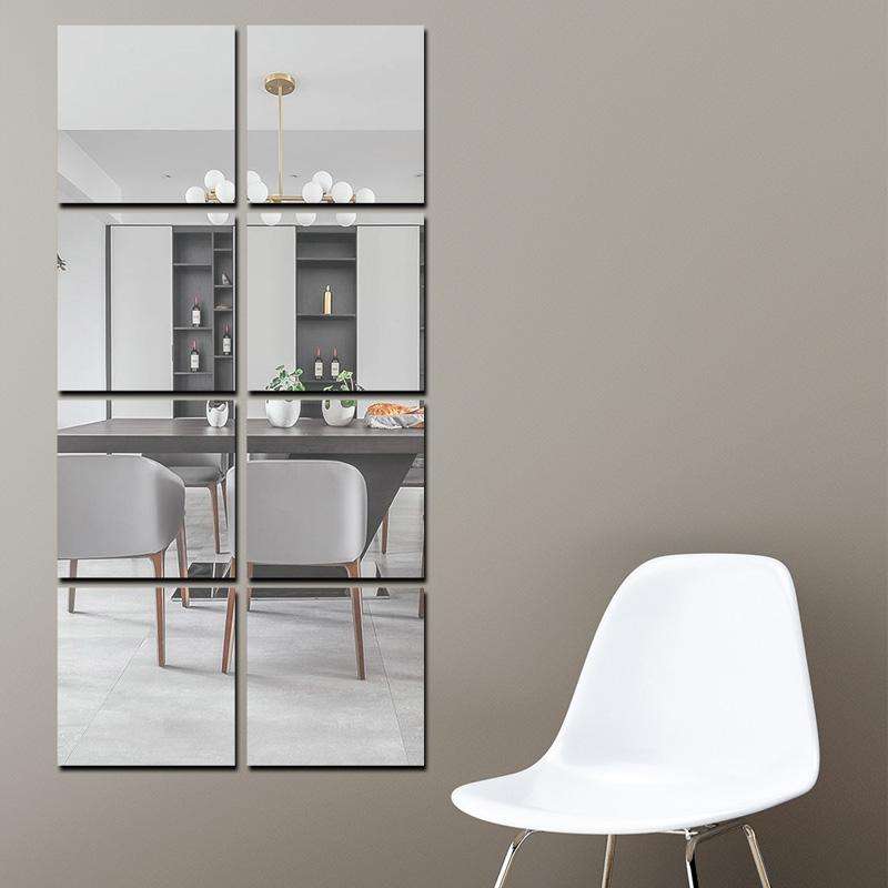 20cm x 20cm Acrylic Mirror Square Stereo Wall Stickers Self-Adhesive Decorative Soft Mirror Right...