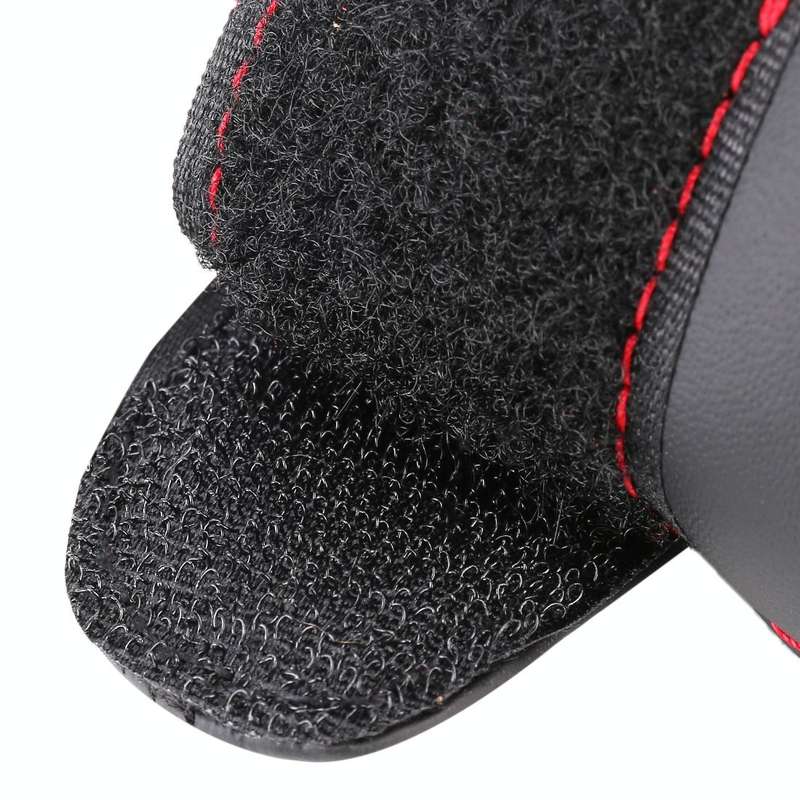 Universal Nonslip Breathable Genuine Leather Car Gear Shift Knob Cover(Black Red)