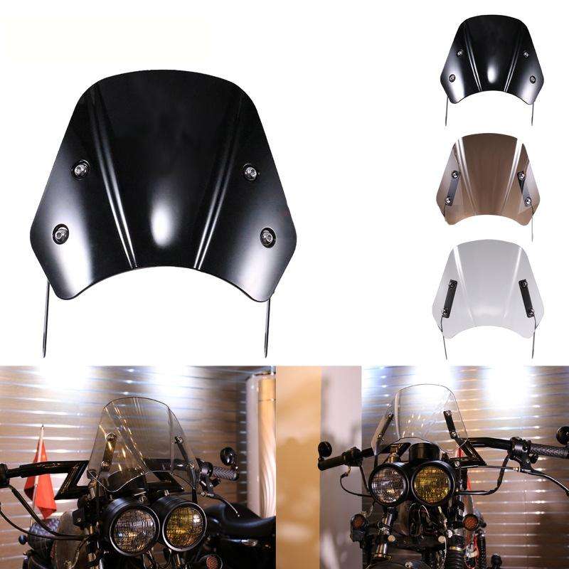 5-7 Inch Retro Motorcycle Windshield Universal Modified Windshield(Black)