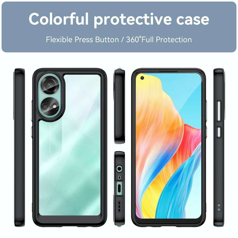 For OPPO A58 4G Colorful Series Acrylic Hybrid TPU Phone Case(Black)
