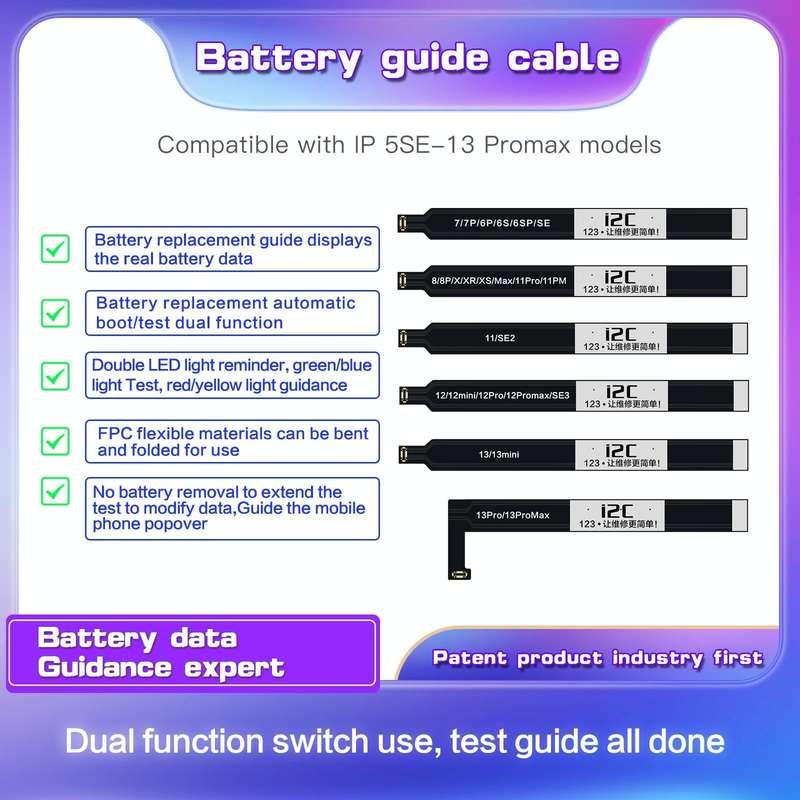 For iPhone 8 / 8 Plus / X / XR / XS / XS Max / 11 Pro / 11 Pro Max i2C Battery Boot Strap Test Fl...