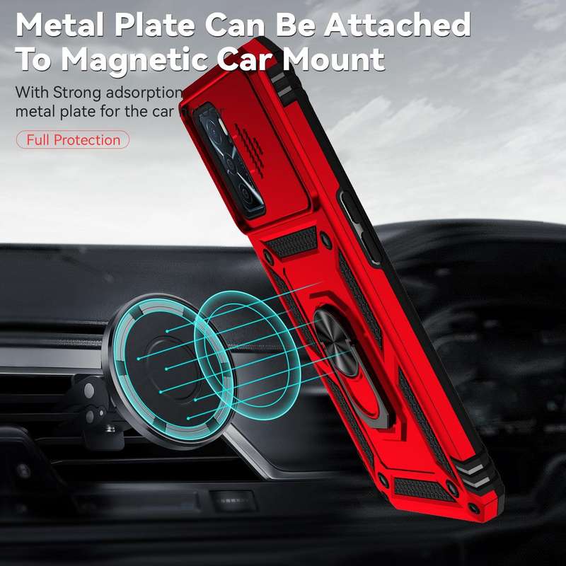 For OPPO A16 Sliding Camshield Holder Phone Case(Red)
