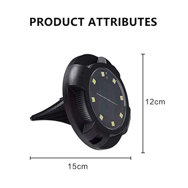 Outdoor Solar Underground Lamp Rotating Buried Lawn Lamp , Spec: 8 LEDs Warm+Color Light (Plastic...