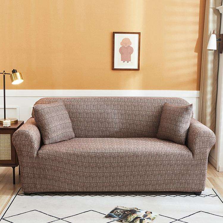 Double Seat Full Coverage Elastic Non-slip Sofa Cover(Fashion Bean Paste)