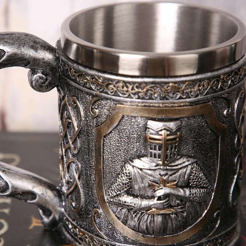 3D Viking Skull Coffee Beer Mug Skull Mug Beer Wine Drink Gift Stainless Steel Knight Decorative ...