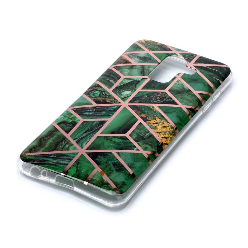 For Galaxy A6+ (2018) Plating Marble Pattern Soft TPU Protective Case(Green)