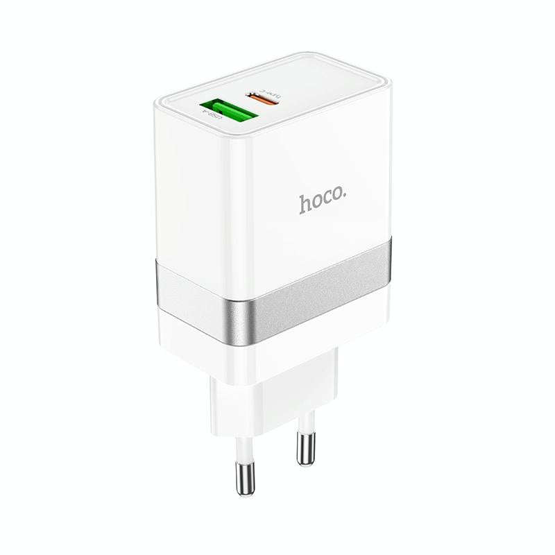 hoco N21 PD 30W Type-C / USB-C + QC 3.0 USB Mini Fast Charger, EU Plug(White)