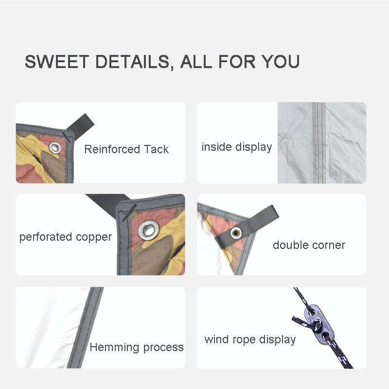 3X4m Waterproof Tent Tarp Square Canopy Polyester Sunshade Floor Mat(Camouflage)