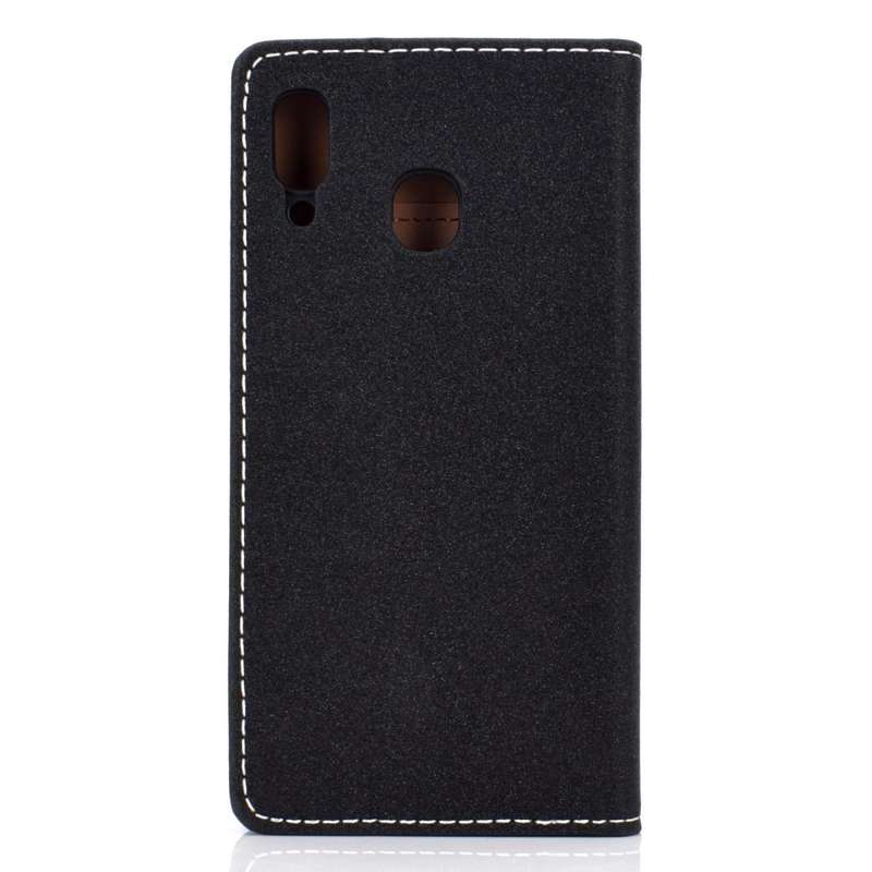 For Galaxy A30 Solid Color Magnetic Horizontal Flip Leather Case with Card Slot & Holder(Black)