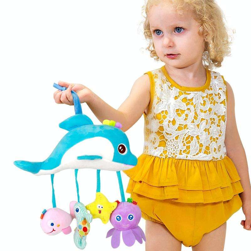 Baby Toys 0-1 Year Old Animal Bed Bells Soothing Plush Toys Baby Rattles Baby Carriage Hanging(B ...
